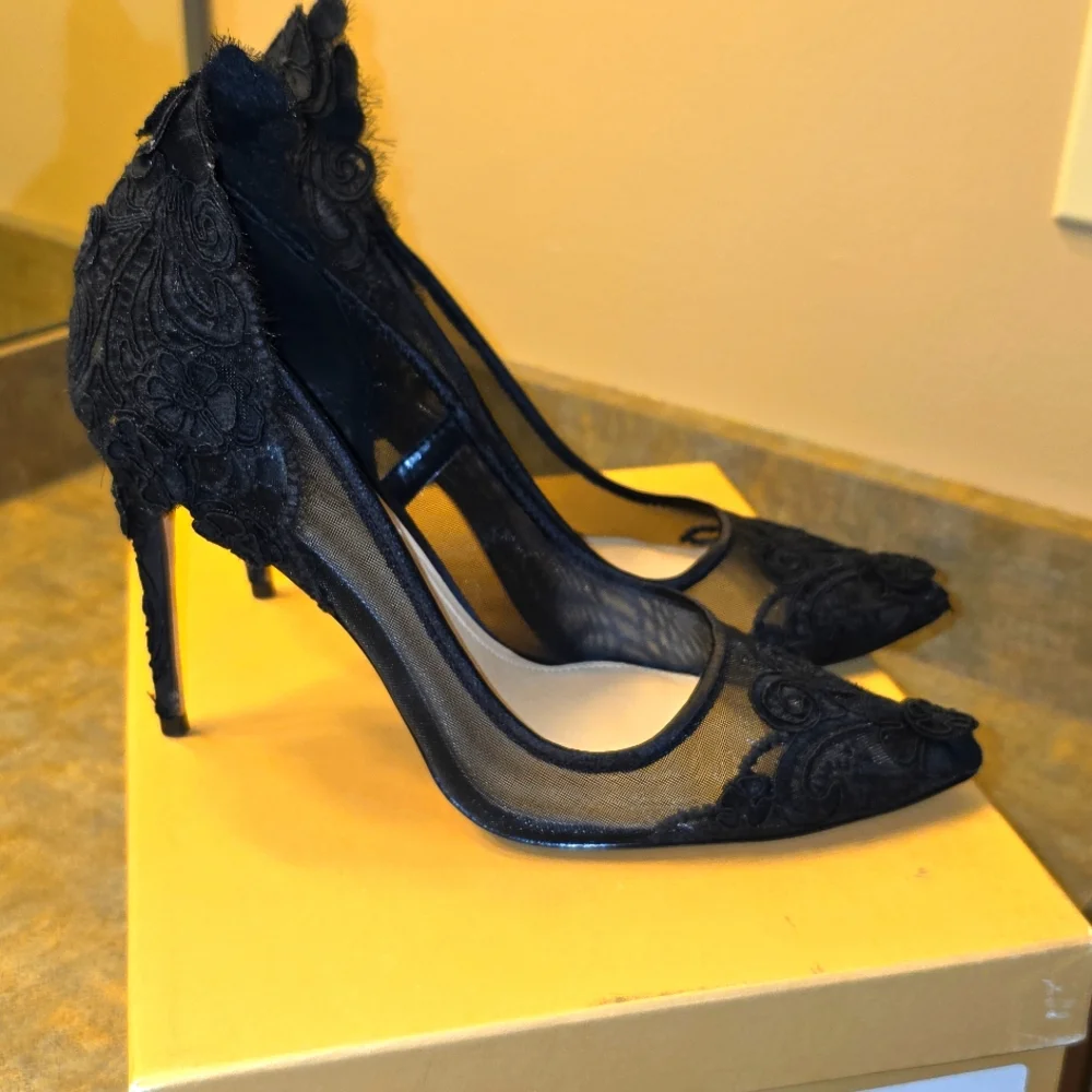 Vince Camuto Black Lace Heels - Picture 2 of 4